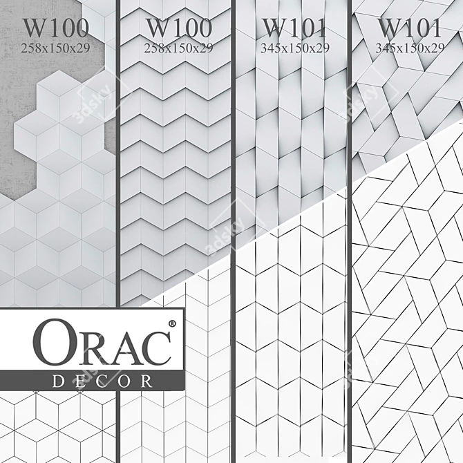 Elegant 3D Wall Panels by Orac Decor 3D model image 1