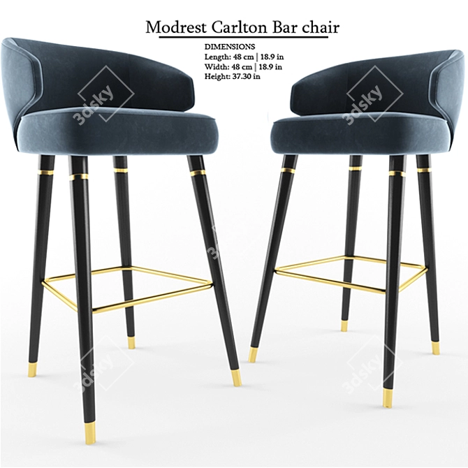 Glamorous Crescent Velvet Bar Chair 3D model image 1