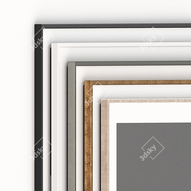 Botanical Photo Set with Modern Frames 3D model image 2