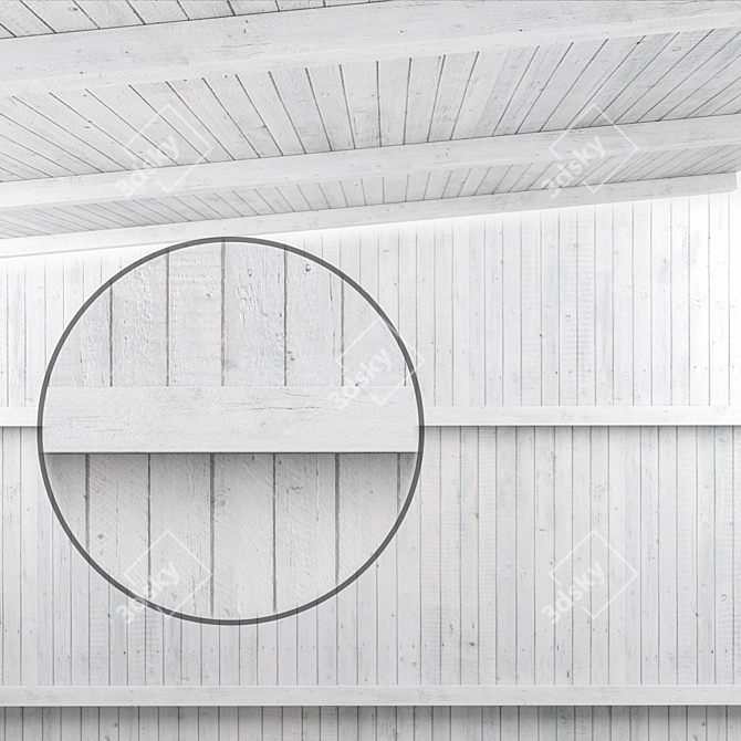 White Wood Beam Ceiling - High Resolution Texture 3D model image 1