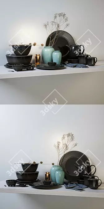 Title: Broste Nordic Coal Ceramics Set 3D model image 2