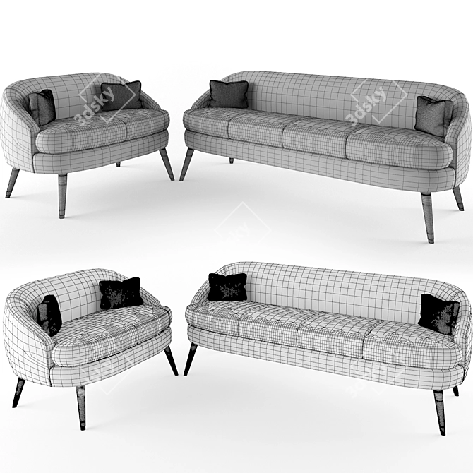 Zen Harmony Four Seater Sofa 3D model image 3