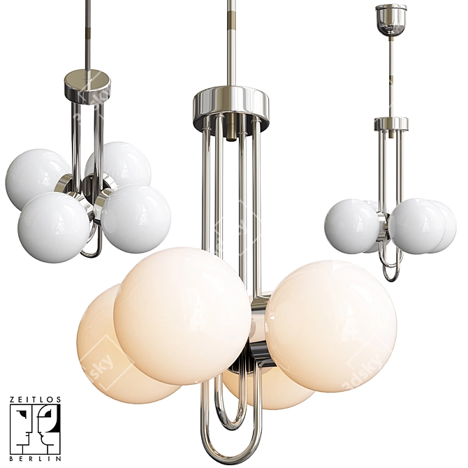 Vintage Balls Pendant Light 3D model image 4