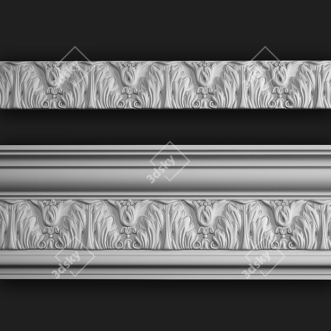 Elegant Gypsum Molding with Ornament 3D model image 1