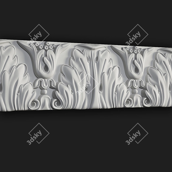 Elegant Gypsum Molding with Ornament 3D model image 2