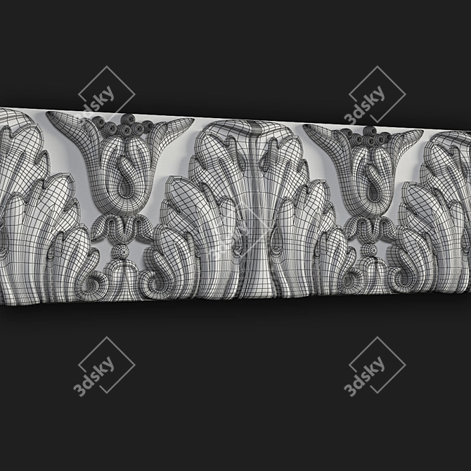 Elegant Gypsum Molding with Ornament 3D model image 3