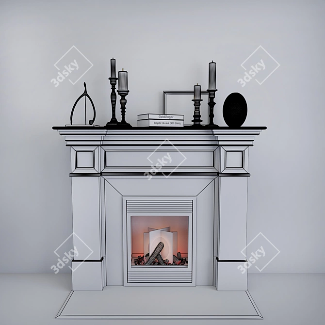 Sleek Black Edition Fireplace 3D model image 3