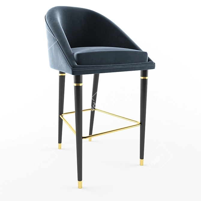 Elegant Malay Bar Chair 3D model image 2