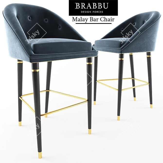 Elegant Malay Bar Chair 3D model image 1