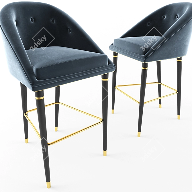 Elegant Malay Bar Chair 3D model image 2