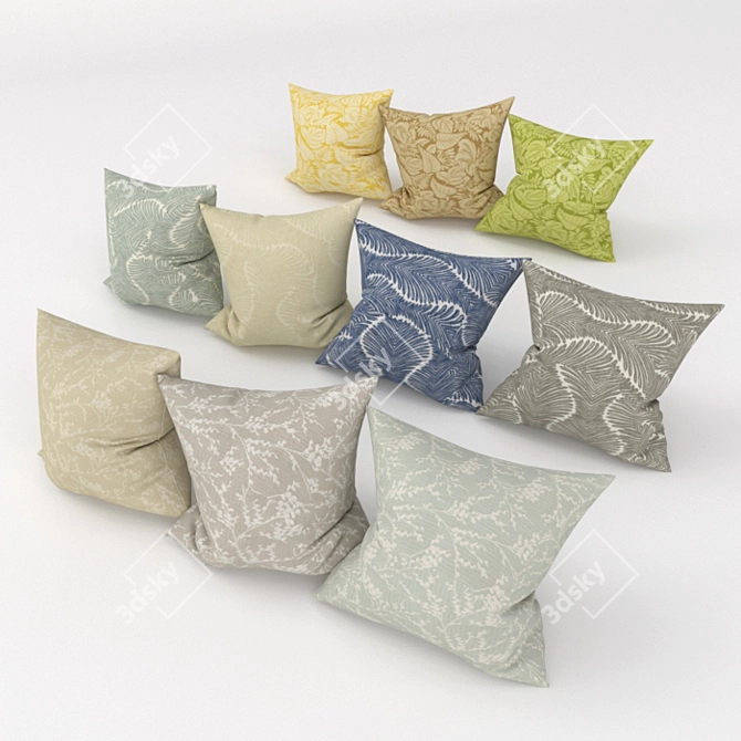 EcoPrint Plant Pillows 3D model image 1