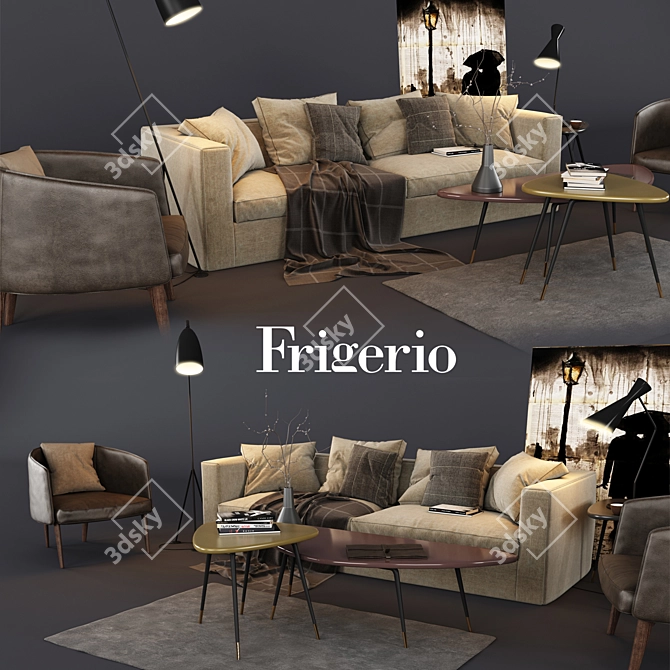 Frigerio Ottavio Sofa Set: Perfectly Coordinated Living Room Ensemble 3D model image 2