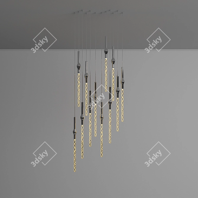 Sparkling Rain LED Pendant 3D model image 1