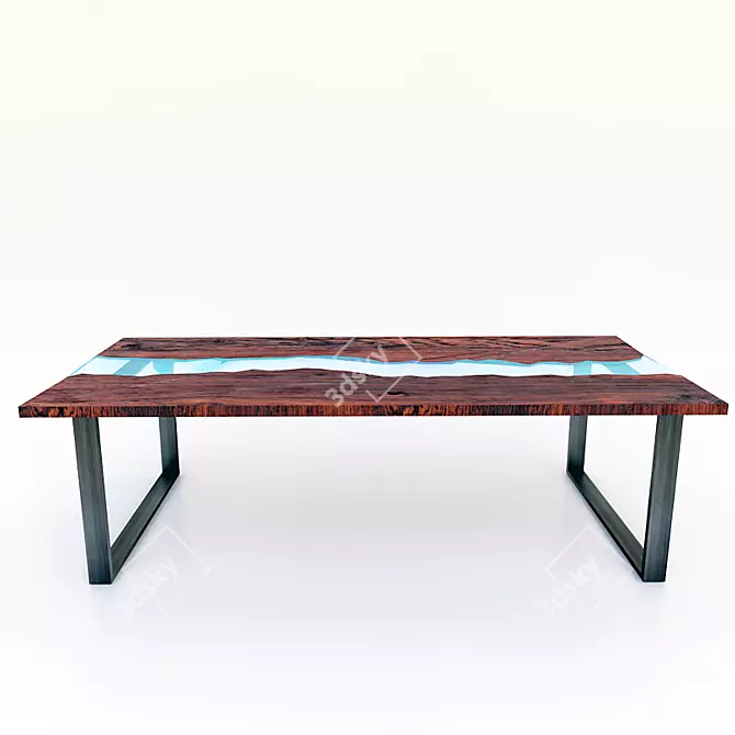 Sleek Wooden Table with Glass Insert 3D model image 1