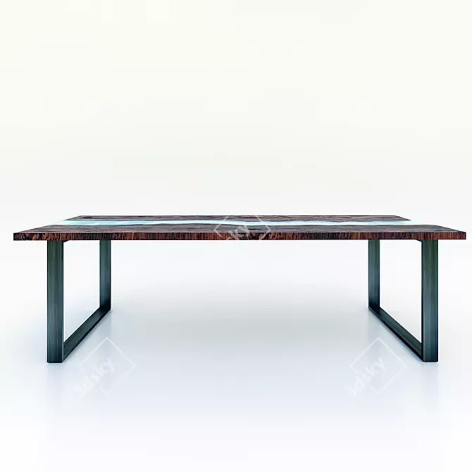 Sleek Wooden Table with Glass Insert 3D model image 2