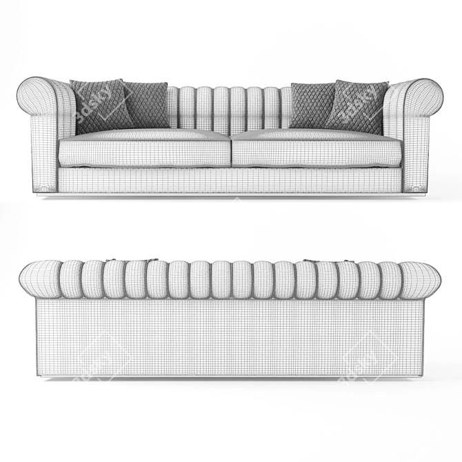 Luxurious Nubuck Leather Italian Sofa 3D model image 3