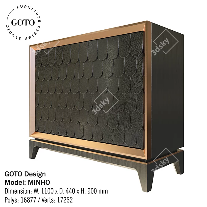 Modern Black and Bronze GOTO Design MINHO Chest of Drawers 3D model image 1