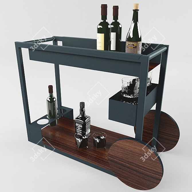 Cattelan Italia Brandy: Modern Rolling Mini Bar 3D model image 1