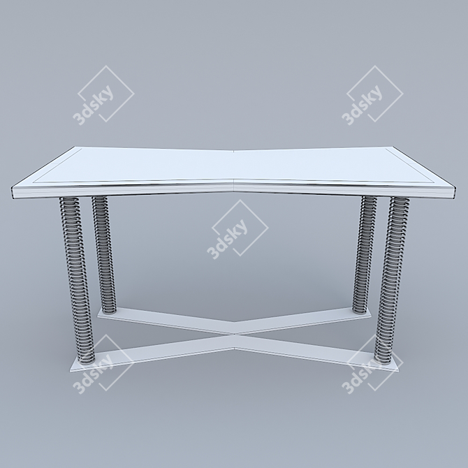 Natural Materials Designer Table | Wood Leather Steel 3D model image 3