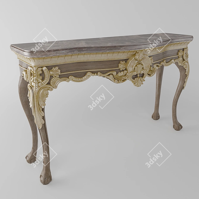 Carved Console Table: Elegant and Ornate 3D model image 1