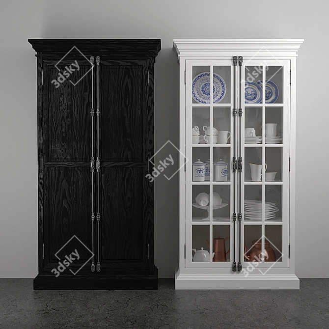 Elegant French Casement Cabinet 3D model image 2