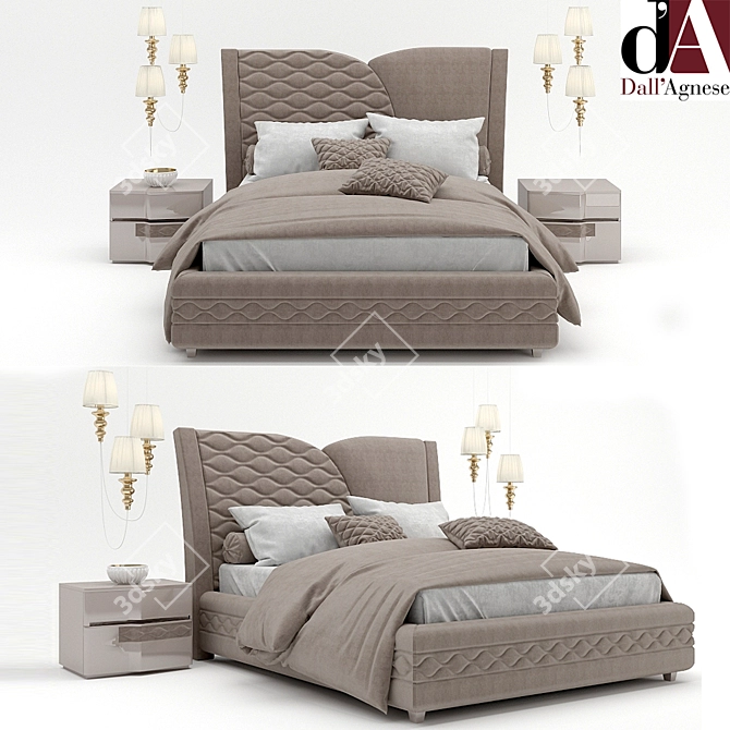 Elegant Bianco Bed by Dall'Agnese 3D model image 1