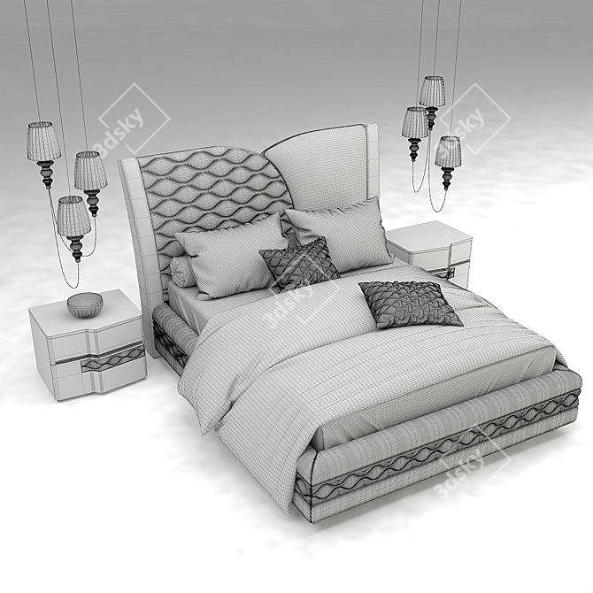 Elegant Bianco Bed by Dall'Agnese 3D model image 2