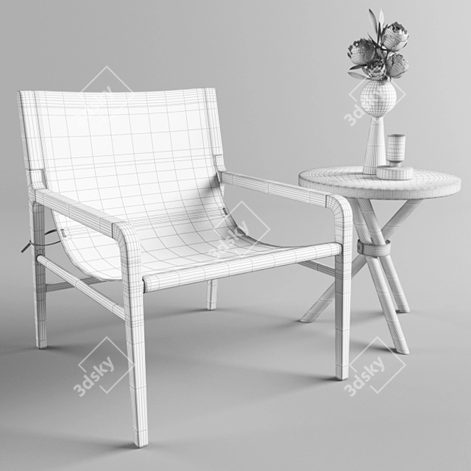 Modern Luxe: Smith Blush Armchair & Lennox Small Coffee Table Set 3D model image 3