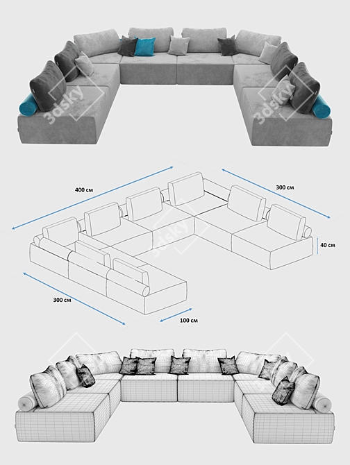 Modular Sofa: OM Playmodul Nord 3D model image 2