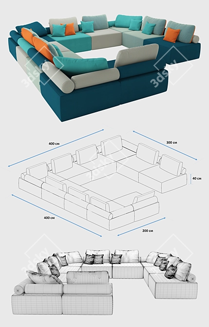 Modular Sofa: OM Playmodul Atlantic 3D model image 2