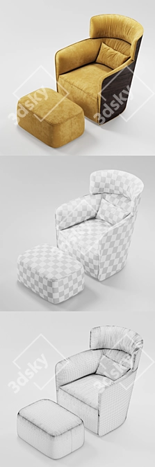 Modern Foldable Lounge Chair & Ottoman 3D model image 3