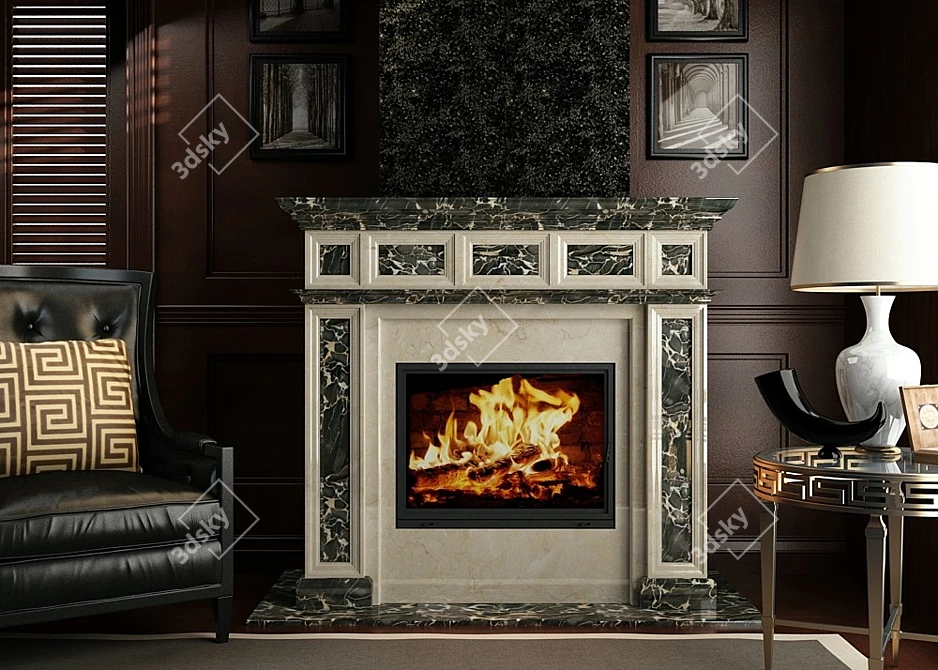 Marble Portal Fireplace: 10th Version! 3D model image 3