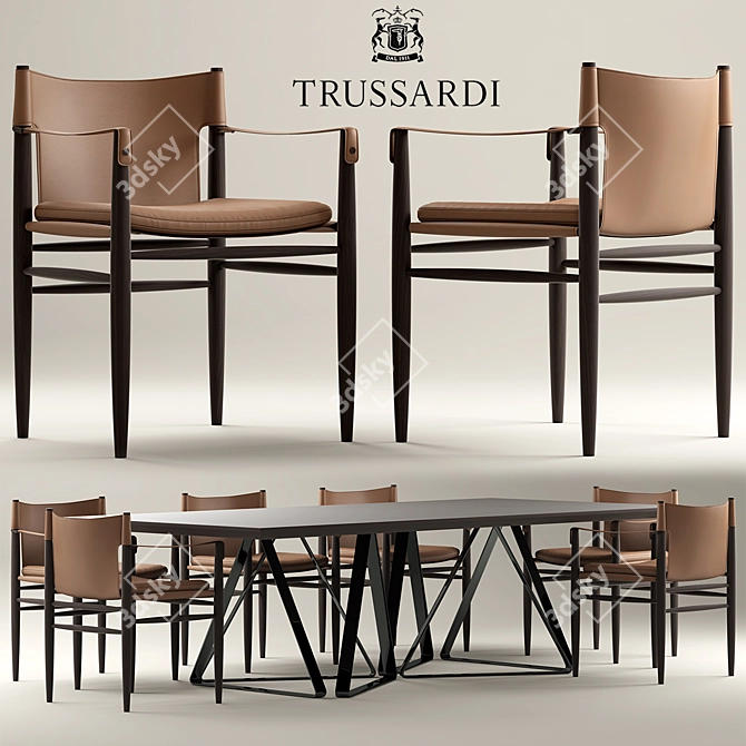 Trussardi Casa Saddle Chair Set 3D model image 1