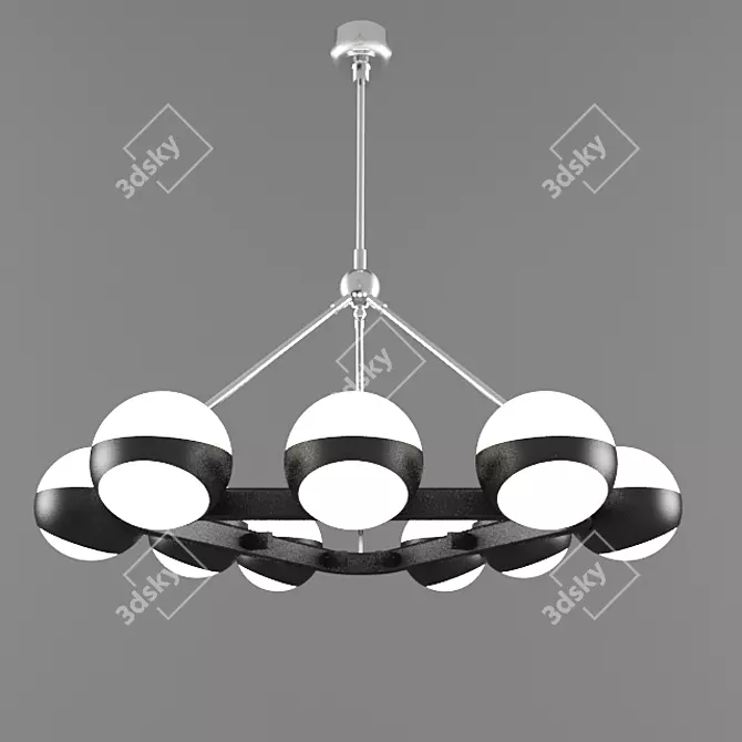 Industrial Loft Metal and Glass Pendant Light 3D model image 2