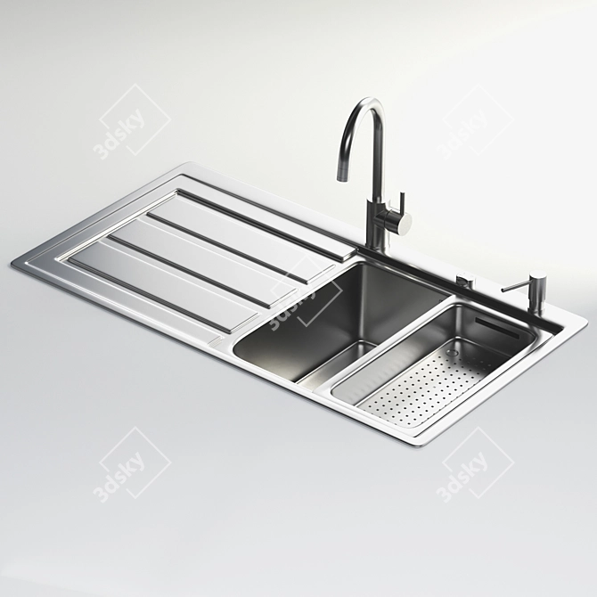 Sleek Stainless Steel Sink 3D model image 1