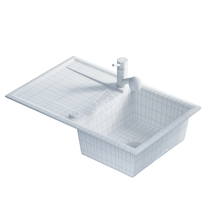 Stainless Steel Kitchen Sink 3D model image 3