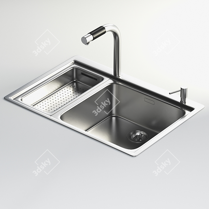 Stainless Steel Sink with Battery - 55x78 cm 3D model image 1