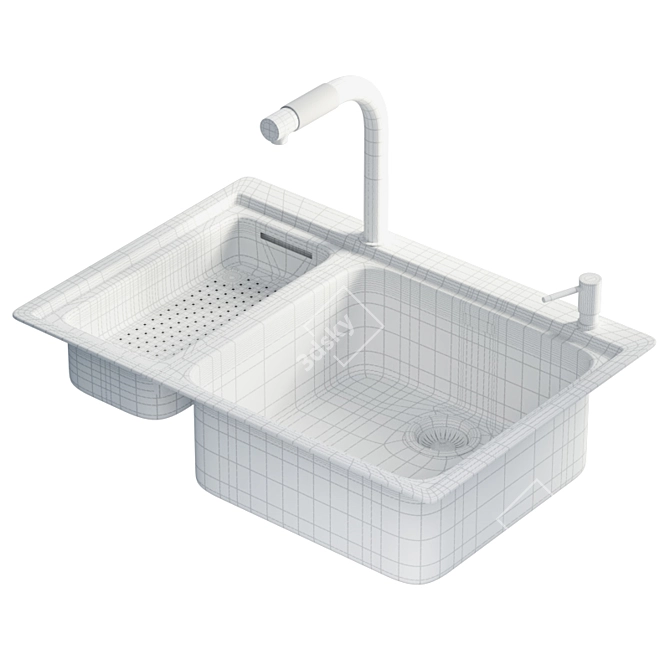 Stainless Steel Sink with Battery - 55x78 cm 3D model image 3