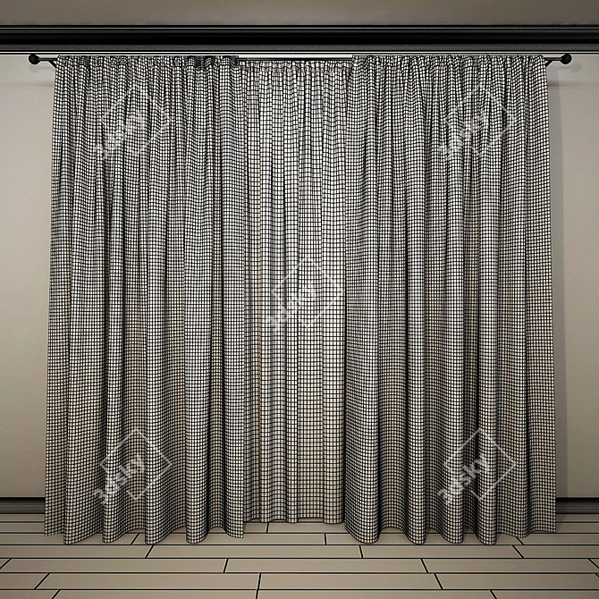 Straight Curtains and Sheer 3D model image 2