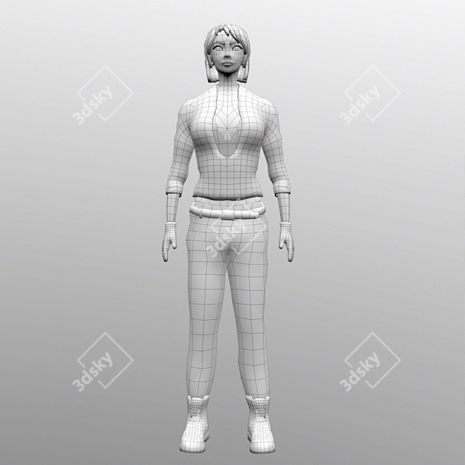 Low Poly Girl Character: Emma 3D model image 2