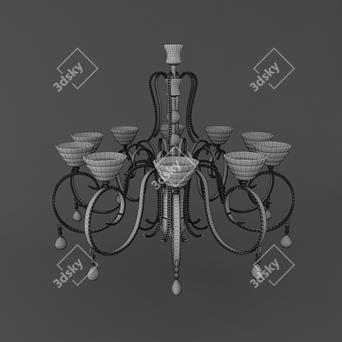 Modern Suspended Chandelier: Elegant Lighting Fixture 3D model image 2