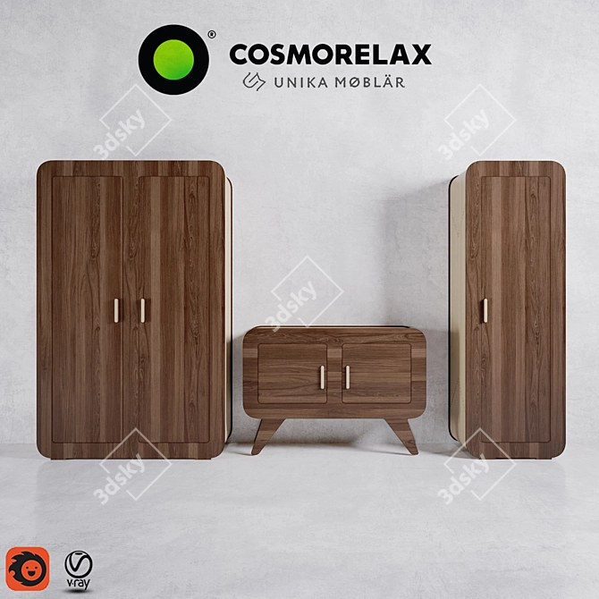 Modern Scandinavian Furniture Set 3D model image 1