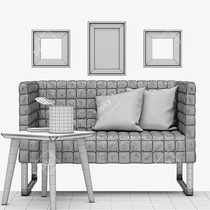 Title: Compact Double Sofa Set with Table and Rug 3D model image 3