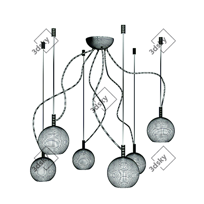 Elegant Glass Chandelier, Baruss BS102 3D model image 2