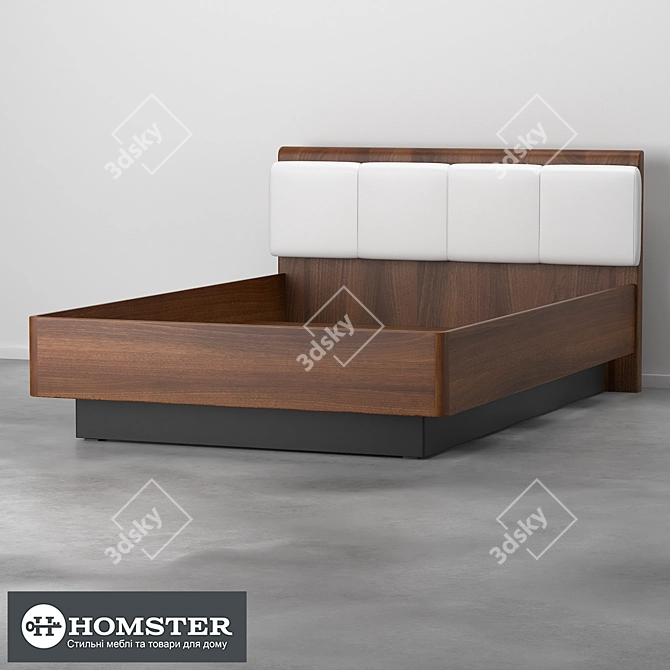 Elegant Brandon Bed: Noble Oak, White or Black. 127x88x210cm. Laminated MDF. 3D model image 1