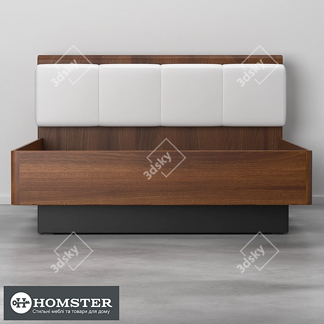 Elegant Brandon Bed: Noble Oak, White or Black. 127x88x210cm. Laminated MDF. 3D model image 2