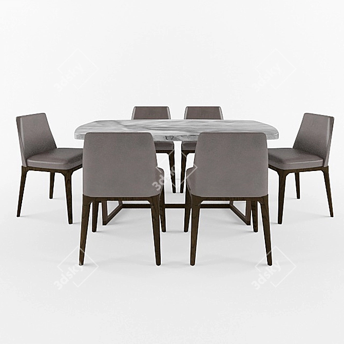 Elegant Sophie Chair & Tridente Table 3D model image 1