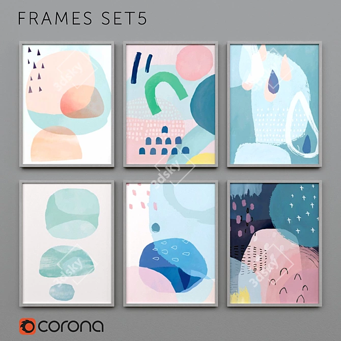 Elegant Set of 6 Frames 3D model image 1