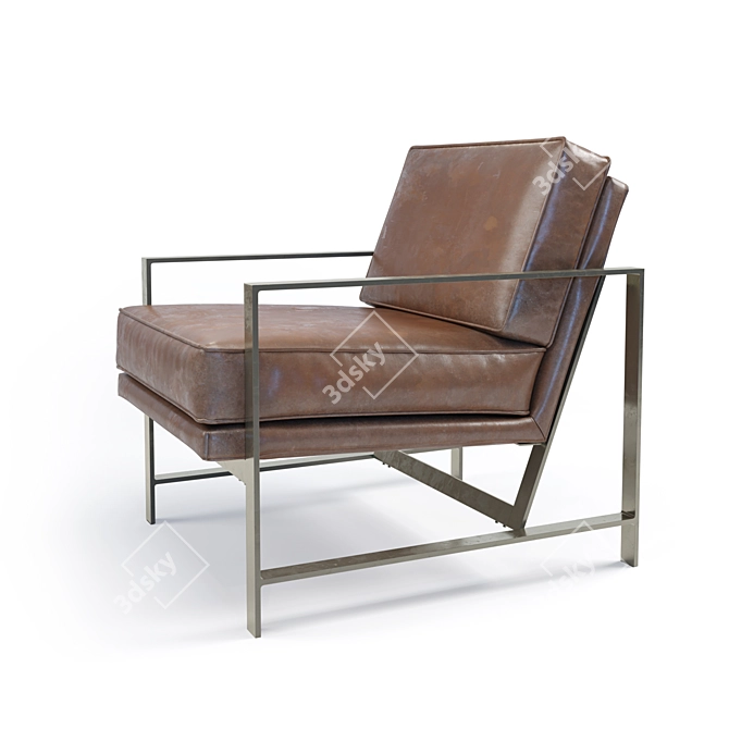 Vintage Leather Metal Frame Chair 3D model image 1