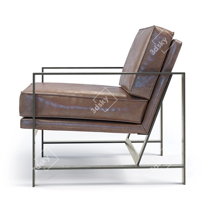 Vintage Leather Metal Frame Chair 3D model image 2
